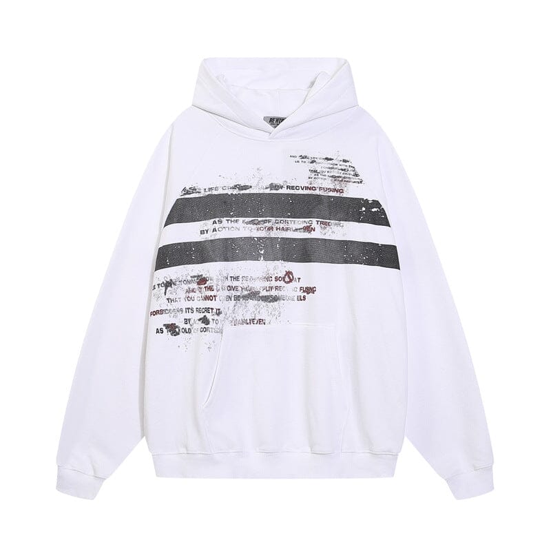 Street niche design striped letter print loose hooded sweatshirt Hoodie Record Store 01 