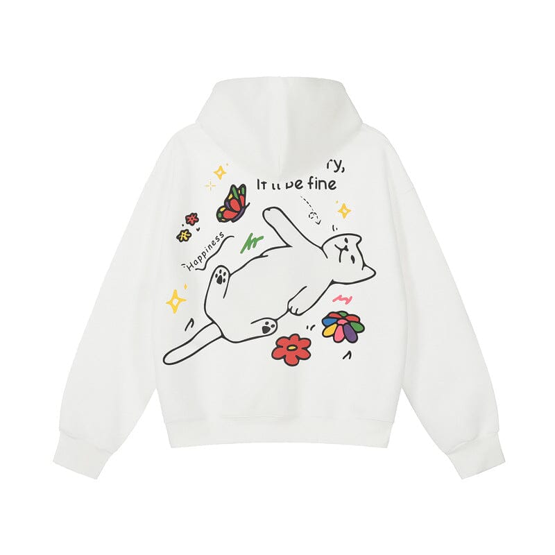 Youthful atmosphere, small dopamine print loose hooded sweatshirt Hoodie Record Store 01 